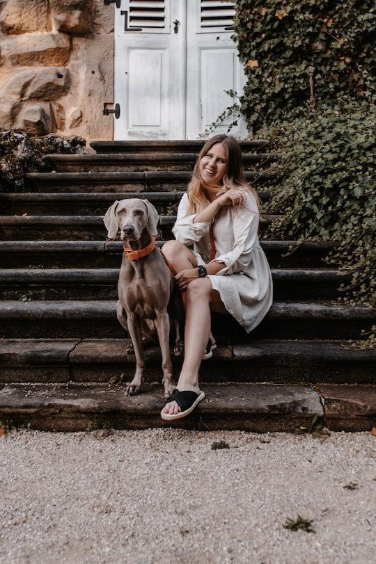 Hundehalsband aus Leder in Amber orange